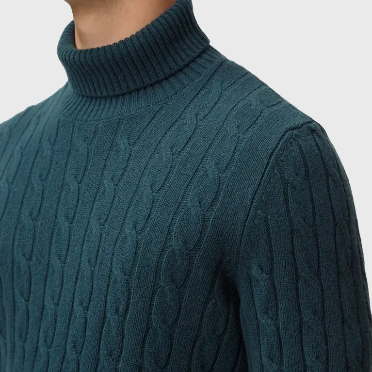 Pull à col roulé Maerz vert émeraude, côté