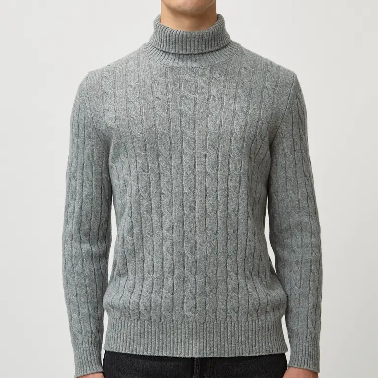 Pull à col roulé gris