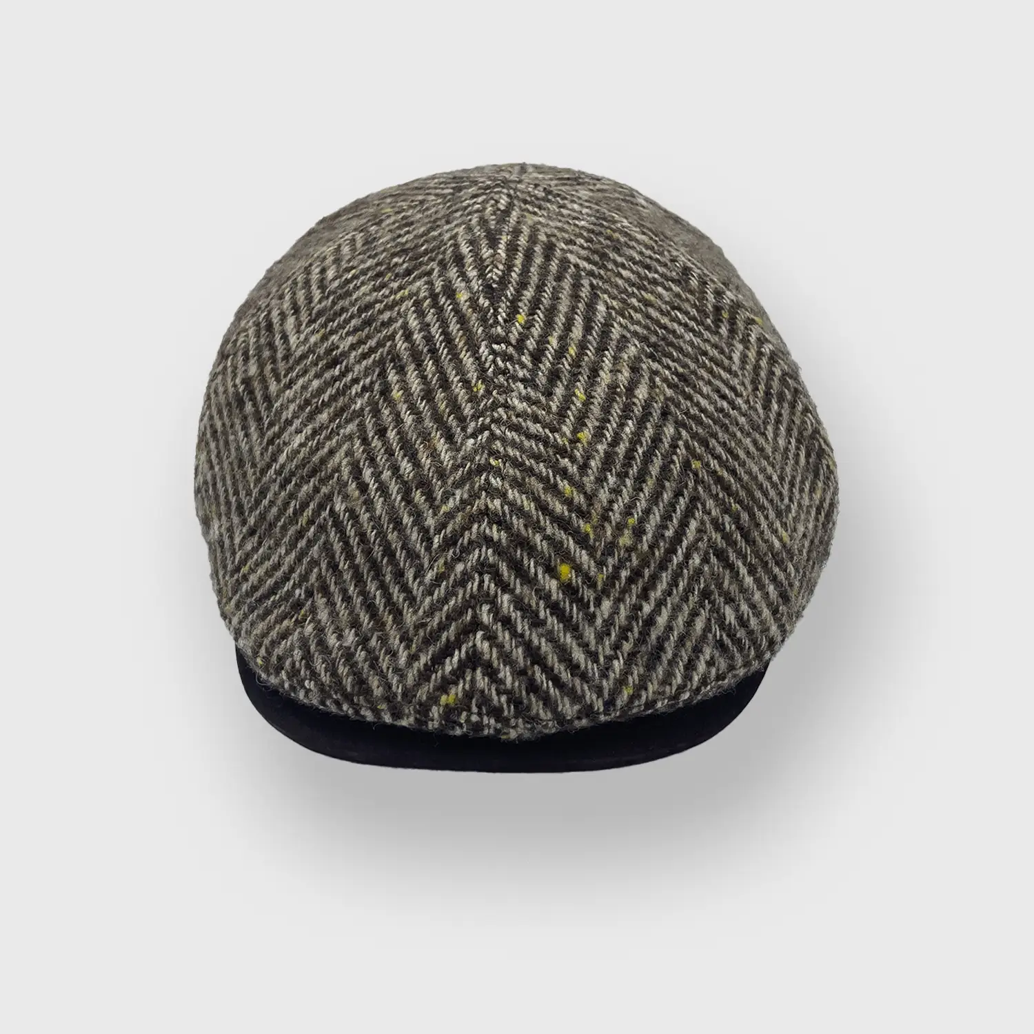 The barber 6 panel pet in tweed met visgraat patroon Alfosno D'este voorkant.