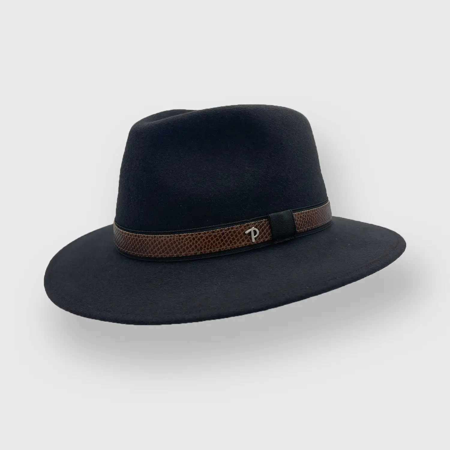 Traveller chapeau pliable en feutre de poil anthracite Panizza, incliné