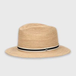 "The saint tropez" chapeau d'été en raphia enroulable, ruban blanc-noir Borsalino