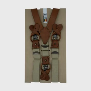 Bretelles premium beige avec cuir cognac