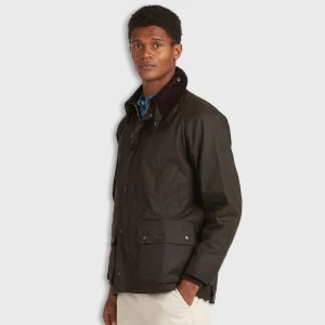 Man wearing classic wax jacket.