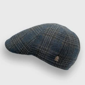 Casquette étroite en laine à motif tartan vert et bleu pétrole, collection Michael Zechbauer par Mayser, sur la boutique Harbor of Men, vignette