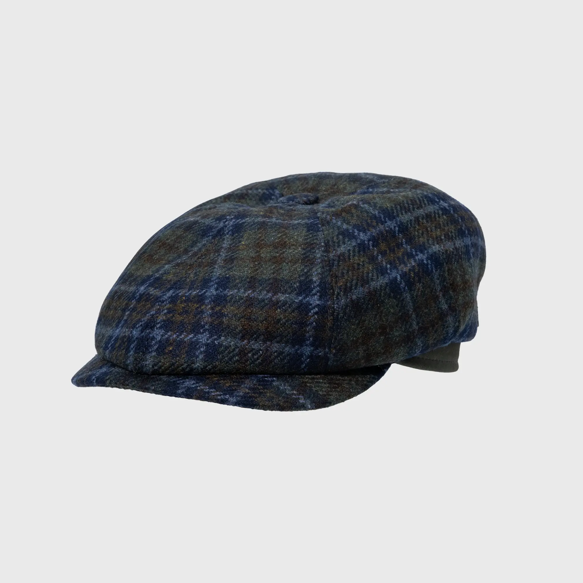 Classic cap in the newspaper boy shape with a multicolor grid pattern by Mayser, on the Harbor of Men webshop, tilted