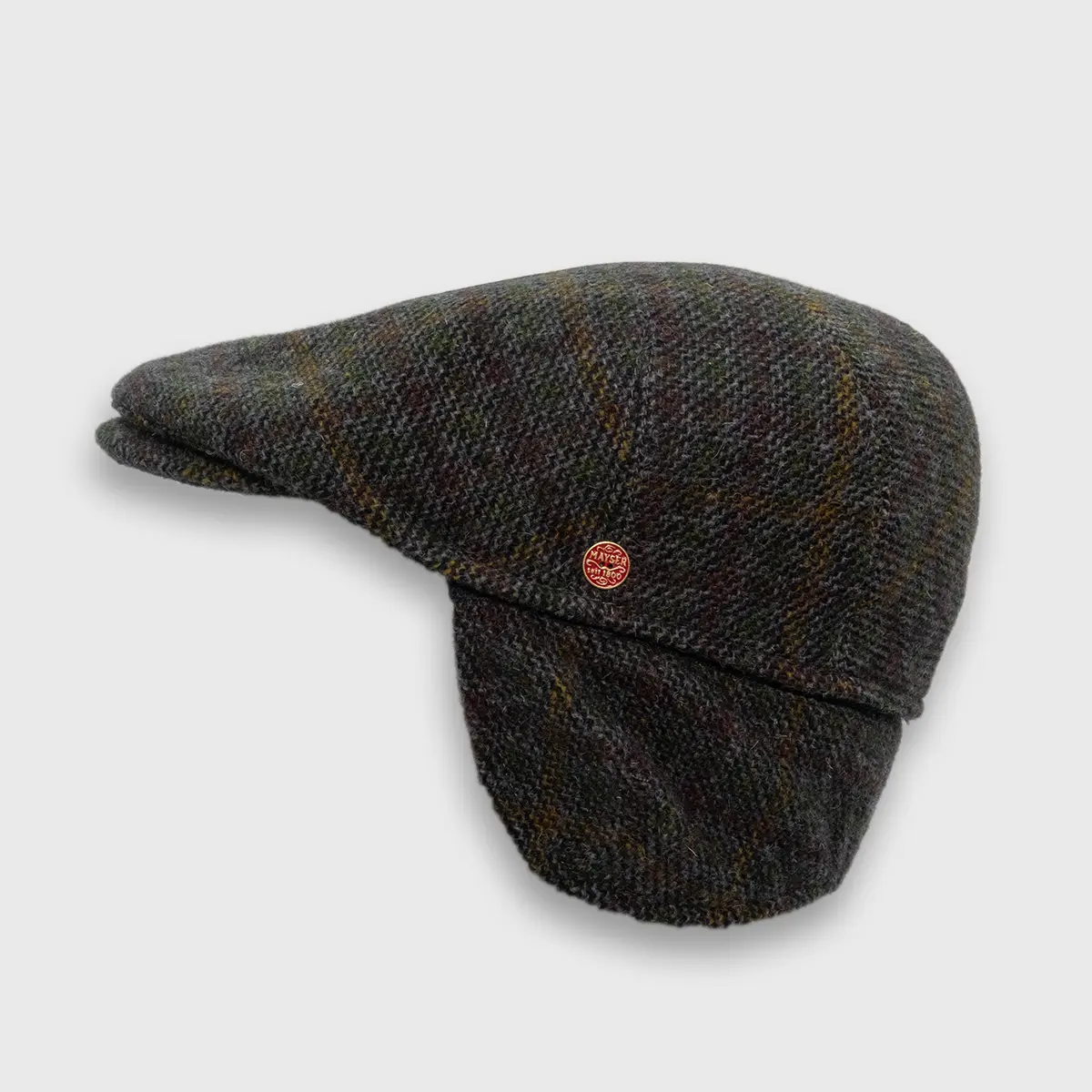 Casquette en laine verte à fins carreaux de la marque Mayser, sur la boutique Harbor of Men, rabats baissés