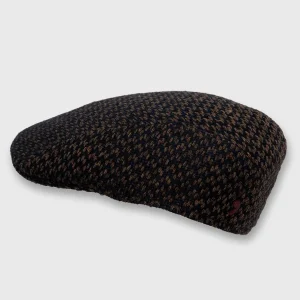 flat cap met zwart en roest kleuren in een speciale weving patroon vam het merk Alfonso D'este op de webshop van Harbor of men thumbnail.