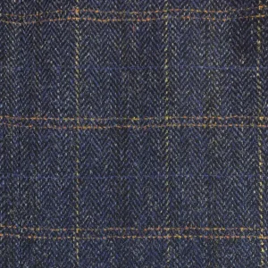 Gilet en Harris tweed bleu foncé à chevrons et fine rayure, de la marque Wellington of Bilmore, sur la boutique Harbor of Men.