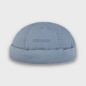 Bonnet docker en coton bleu clair de la marque Stetson.
