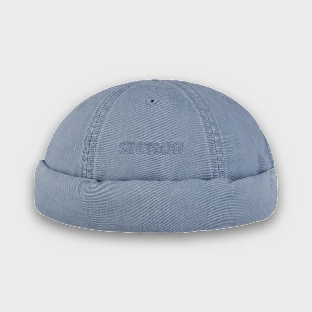Bonnet docker en coton bleu clair de la marque Stetson.