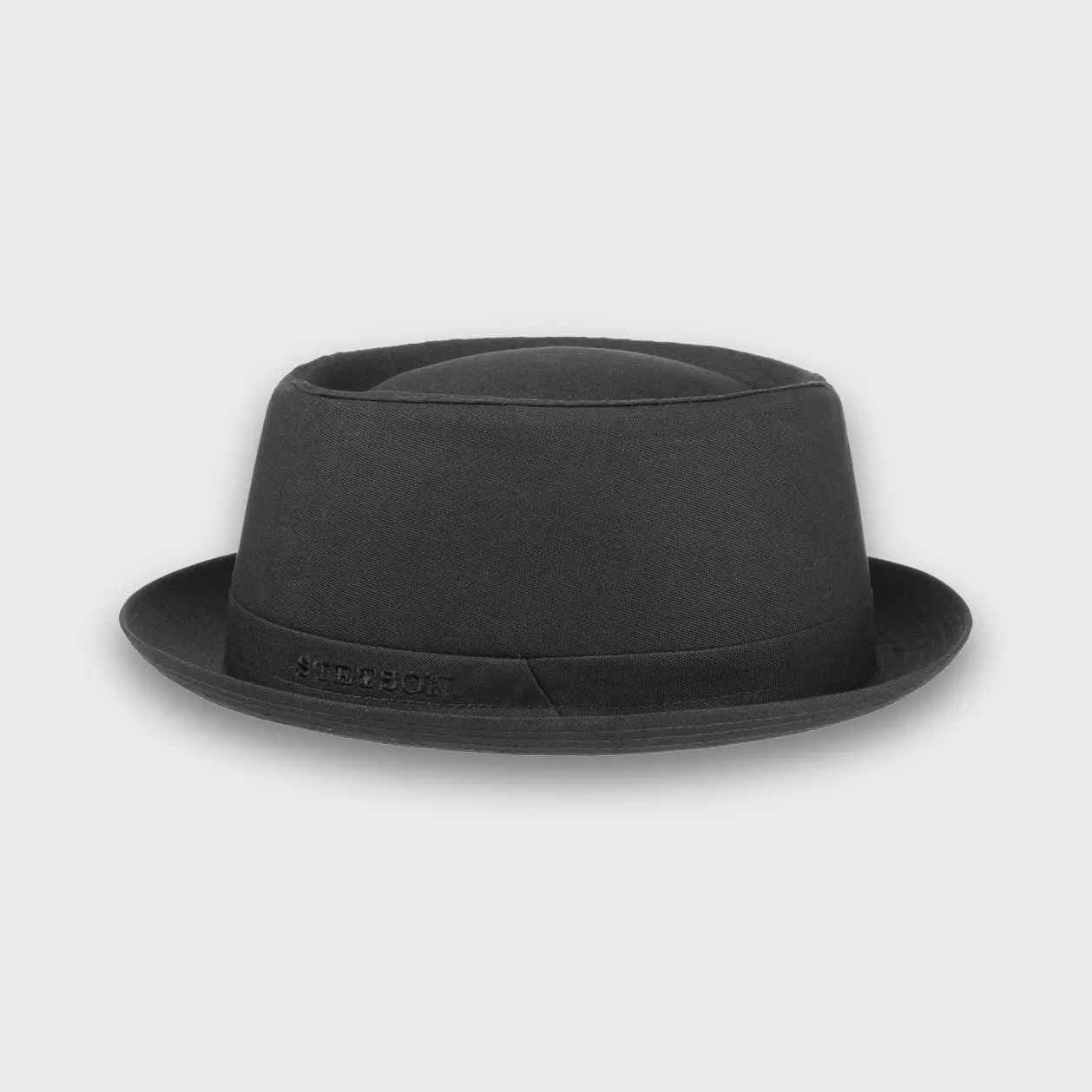 Chapeau pork pie en coton noir de la marque Stetson.