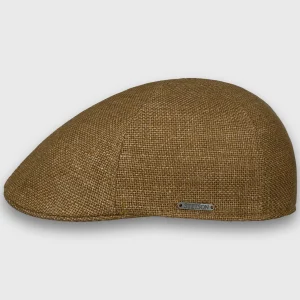Casquette plate six panneaux en mélange lin-laine brun, de la marque Stetson