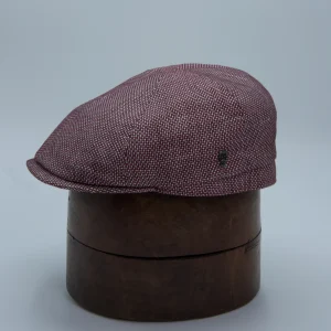Casquette plate six panneaux rouge moucheté, en lin et coton, de la marque City Sport, vignette.