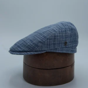 Casquette plate en lin texturé bleu de la marque City Sport, vignette.