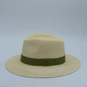 Chapeau panama à tissage standard et ruban vert, coloris naturel, de la marque City Sport, vignette