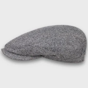 The handler flat cap zijde grijs blauw Stetson