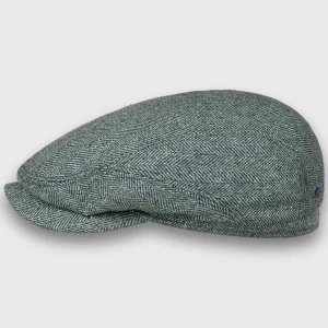 flat cap groen-blauwe vissen graat met zijde, gemaakt van het merk Stetson.