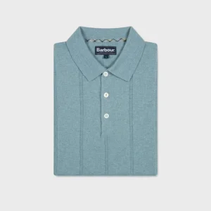 Polo en maille gris bleu, de la marque Barbour.