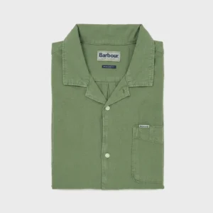 Hemd met korte mouwen in olijf groen kleur van het merk Barber.