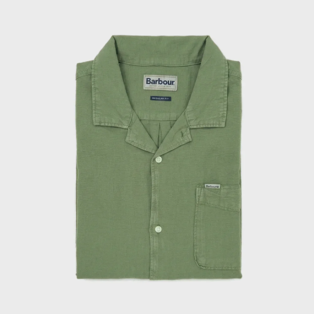 Hemd met korte mouwen in olijf groen kleur van het merk Barber.