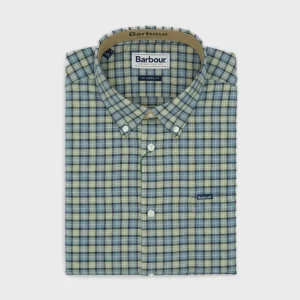 Chemise à manches longues à carreaux bleu herbe, de la marque Barbour.