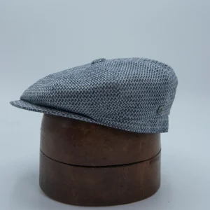 Casquette newspaper boy en coton bleu à motif pointillé de la marque City Sport, vignette.
