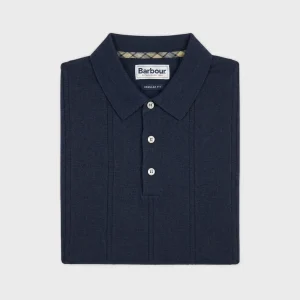 Polo shirt, gebreid in navy kleur, van het merk Barber.