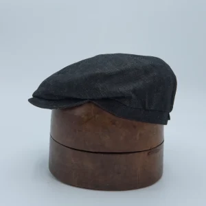 Casquette newspaper boy en denim gris foncé, de la marque Portaluri, vignette