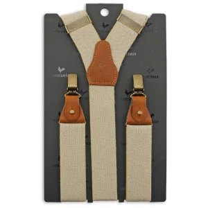 Bretelles écru Sir Redman avec straps et accents en cuir cognac.