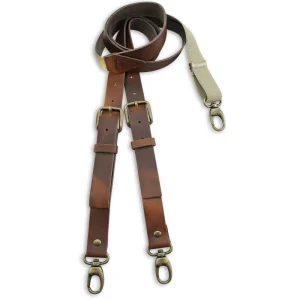 Bretelles avec straps et passants en cuir, dos en élasthanne écru, photo de galerie 1