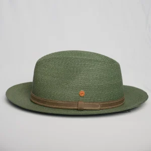 chapeau d'été modèle outback vert avec bandeau en cuir de la marque Mayser avec protection UV supplémentaire miniature