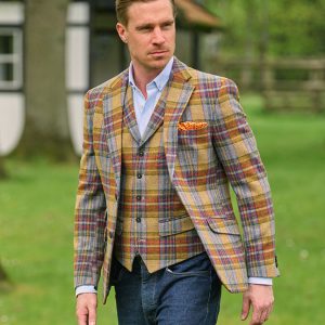 wellington of billmore blazer met model multicolor ruitpatroon voorkant.