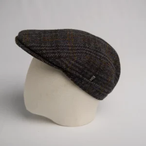 Flatcap moderne City Sport bleu marine à carreaux noirs et autres couleurs subtiles, thumbnail.