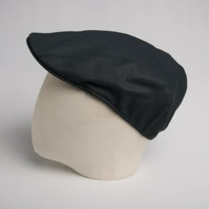 Ivy flat cap Gozer en coton ciré épais bleu pétrole, thumbnail