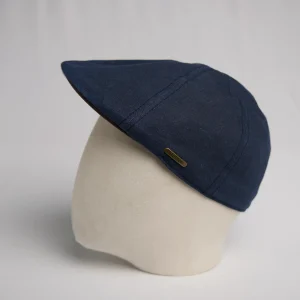 Flat cap 6 panneaux Stetson Texas en coton ciré bleu, thumbnail.