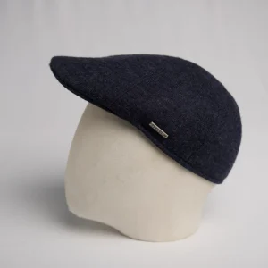 Flat cap 6 panneaux Stetson Texas en laine bleue, thumbnail.