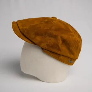 Stetson Hatteras newsboy cap in cognac goat suede, thumbnail